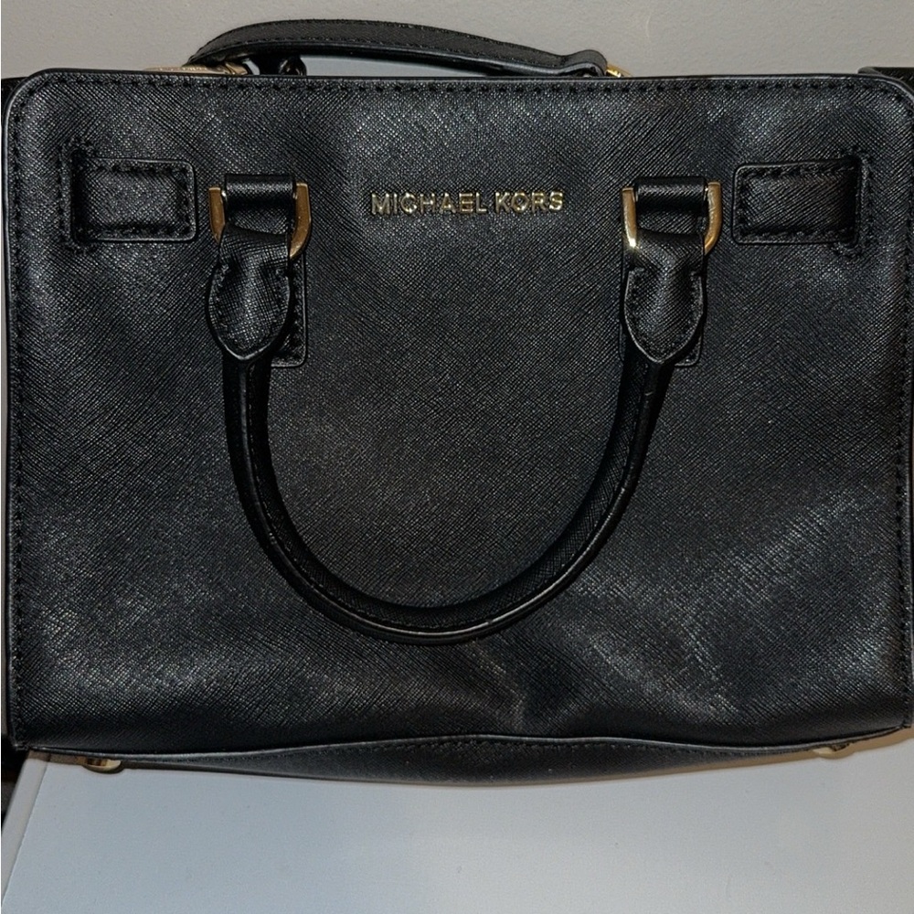 Michael Kors Black Satchel with Gold Accents